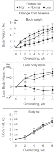 Bray & Redman 2012 2015 protein overfeeding muscle fat lean body mass calories doubly-labeled water metabolic chamber fat organs metabolism